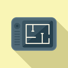 Sticker - Tablet redesign icon flat vector. Web page. People studio