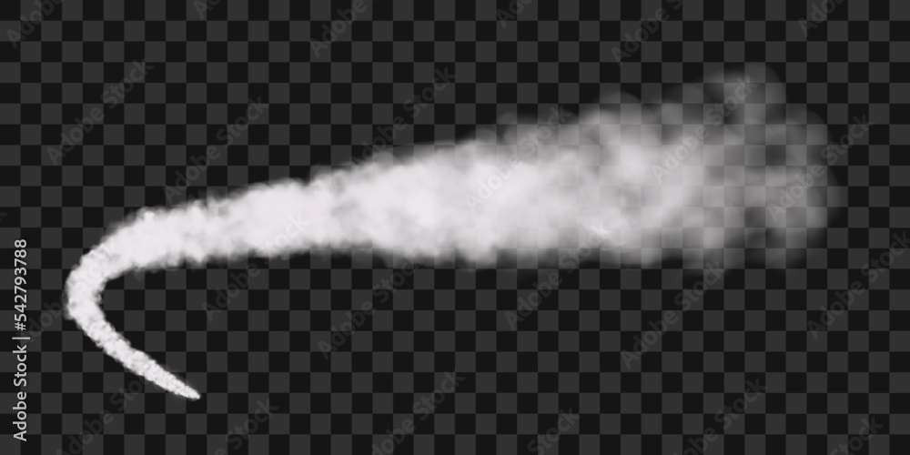 Traces of white smoke from an airplane, rocket or spacecraft launch ...