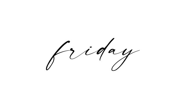 friday weekday calligraphic black and white