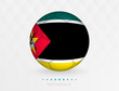 Football ball with Mozambique flag pattern, soccer ball with flag of Mozambique national team.