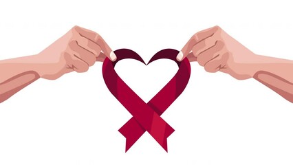 Canvas Print - world AIDS day ribbon heart campaign