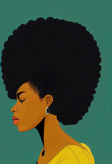 Wall Mural - The face of a young strong African woman. Concept of fighting for equality and female empowerment movement.