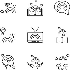 Wall Mural - set of modern outline symbols for internet stores, shops, banners, adverts. vector isolated line ico