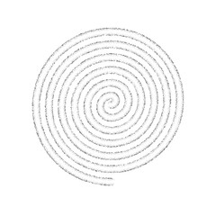 Poster - Dotted spiral shape. Stippled thin helix. Sand grain texture swirl or twirl element. Dot work spin symbol