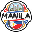 Manila Philippines Flag Travel Souvenir Sticker Logo Badge Stamp Emblem Coat of Arms Illustration