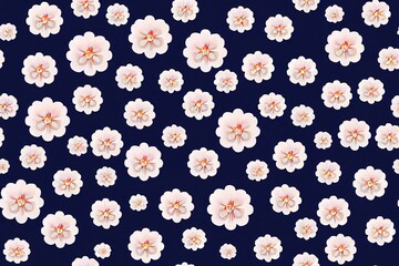 Wall Mural - Floral seamless pattern with blue roses small simple flowers leaves and branches.Simple cute pattern in smallscale flowers. Shabby chic millefleurs. Floral seamless background