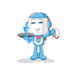 Canvas Print - humanoid robot waiter cartoon. cartoon mascot vector