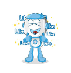 Canvas Print - humanoid robot give lots of likes. cartoon vector