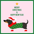 Dachshund in Christmas tree pajamas cartoon season greeting card

