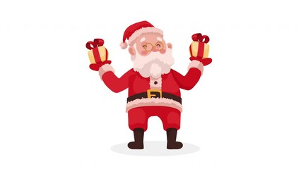 Sticker - santa claus with gifts character animation