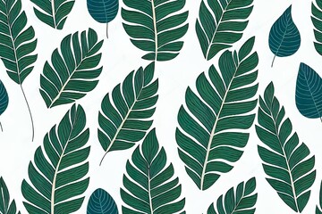 Aufkleber - Set of three hand drawn seamless patterns. Tropical jungle leaves and various shapes. Abstract contemporary seamless patterns. Modern patchwork illustrations in 2d illustrated. Every pattern is