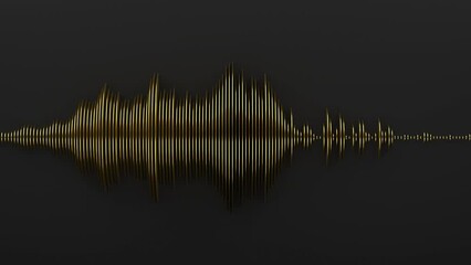 Poster - solid golden audio wavefrom on dark background. abstract music waves oscillation. synthetic music te