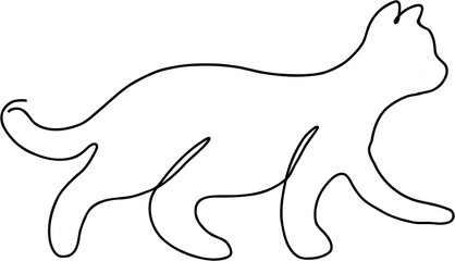 simplicity cat freehand continuous line drawing.