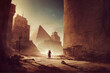 guerrier médiéval dans un paysage d'égypte fantastique