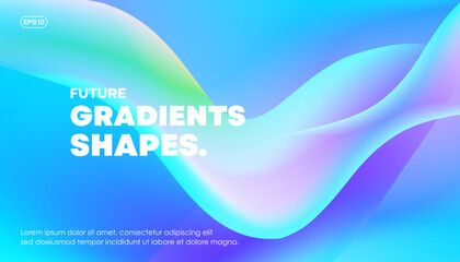 Poster - Abstract blue background with waves. Modern fluid color gradient composition. Great liquid effect shape background. Vector, 2022-2023