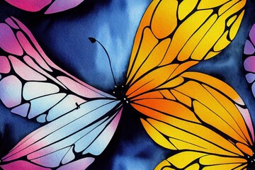 Wall Mural - Seamless pattern of butterflies paint with watercolor.For designing colorful fabric patterns and wallpaper.Background abstract fantasy.Flying insects background.
