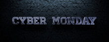 Diamond Tile Background with Shiny Cyber Monday Words. Luxury 3D Promotional Banner with copy-space.