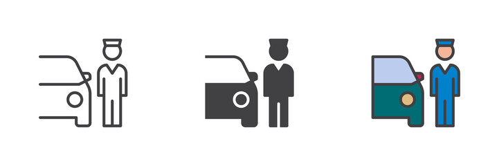 Poster - Valet parking different style icon set