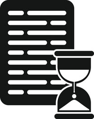 Sticker - Hourglass paper icon simple vector. Control task. Agenda project