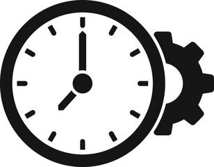 Poster - Clock gear time icon simple vector. Work control. Timer watch