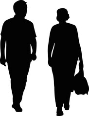 Wall Mural - a couple walking body silhouette vector