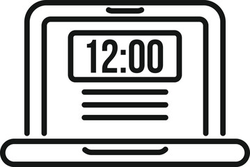 Poster - Laptop time icon outline vector. Clock project. Work control