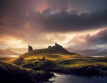 Scottish Landscape With Castle Ruins