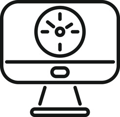 Sticker - Monitor clock icon outline vector. Work project. Task timer