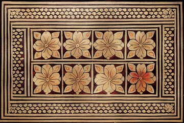 Sticker - Ethnic border motif baroque flower and mughal art flower banch