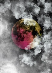 Wall Mural - abstract with space.beautiful bright space objects.planets and comets.abstract background,wallpaper,