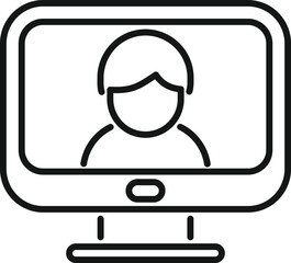 Poster - monitor assistant icon outline vector. office service. help support