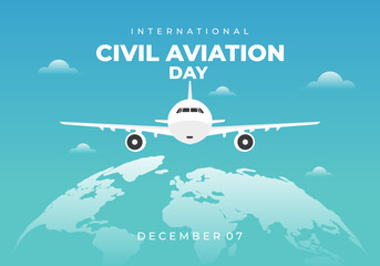 Wall Mural - International civil aviation day background celebrated on
