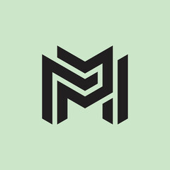Fototapete - Modern and minimalist initial letter PM or MP monogram logo