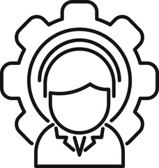 Poster - gear support icon outline vector. office service. online call