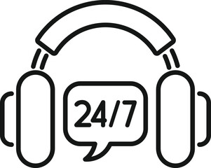 Poster - 24 hour support icon outline vector. office service. customer help