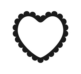 Poster - scalloped edge heart shape. simple heart scalloped border. fabric laces silhouette frame. repeat cut