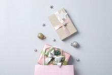 Concept Of Beautiful Christmas Present, Gift Boxes