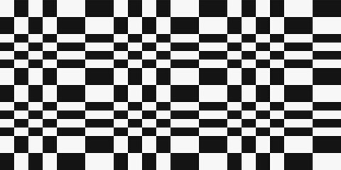 Poster - Checkered vector pattern. Checkerboard pattern print with rectangles in black and white.