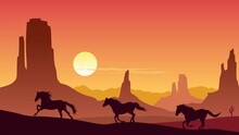 Horse In Desert Sunset 