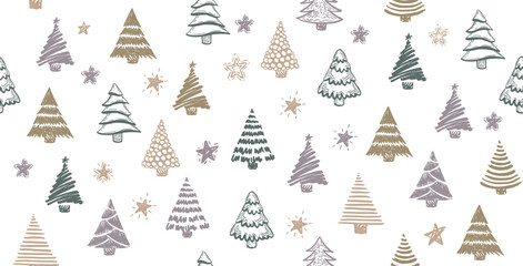 Wall Mural - Christmas tree hand drawn illustrations. Vector.	
