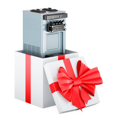 Poster - Commercial ice cream machine inside gift box, gift concept. 3D rendering