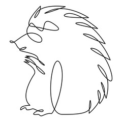 Hedgehog monoline line art one line animal