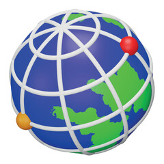 Sticker - Global connection 3d rendering isometric icon.