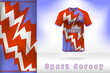Red blue sports jersey uniform template design
