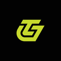 Fototapete - Modern and minimalist initial letter TG or GT monogram logo
