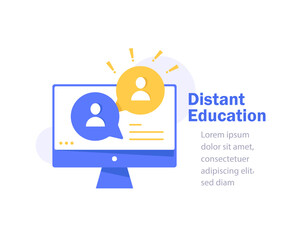 Poster - webinar concept,video lecture, internet group conference, training test, work from home, easy commun