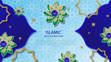 Islamic Blue Pattern Background.
