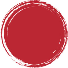Red Brush Circle. Round Stamp Vector Isolated On Background. Painted Red Brush Circle Vector. For Grunge Badge, Seal, Ink And Stamp Design Template. Round Grunge Hand Drawn Circle Shape, Vector