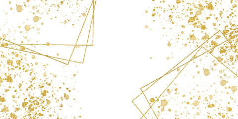 Wall Mural - Gold Foil Frame baner gold splatter frames glitter,Gold brush stroke on transparent background.