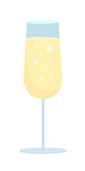 Poster - Glass of champagne semi flat color vector object. Editable element. Full sized item on white. Drinking alcohol and beverages simple cartoon style illustration for web graphic design and animation